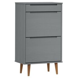 Berkfield Home Shoe Cabinet MOLDE Grey 59, 5x35x103 cm Solid Wood Pine - Size: 5 x 35 x 103 cm - thumbnail 2