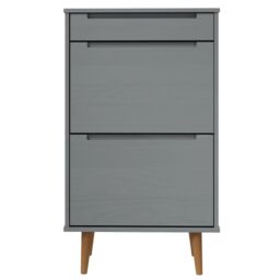 Berkfield Home Shoe Cabinet MOLDE Grey 59, 5x35x103 cm Solid Wood Pine - Size: 5 x 35 x 103 cm - thumbnail 4