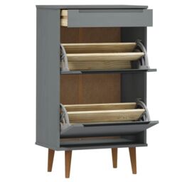 Berkfield Home Shoe Cabinet MOLDE Grey 59, 5x35x103 cm Solid Wood Pine - Size: 5 x 35 x 103 cm - thumbnail 5