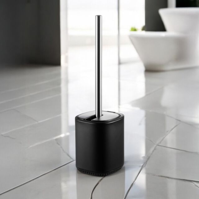 Showerdrape Echo Black Steel Toilet Brush & Holder - image 1