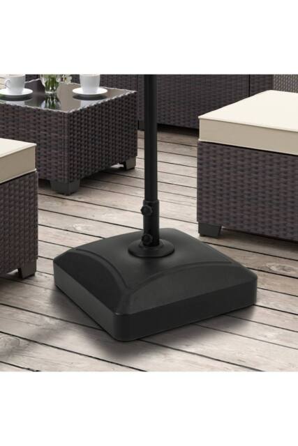 Living and Home 35KG Premium Square Heavy Duty Portable Outdoor Fillable Patio Parasol Base Umbrella Stand with 360° Swivel Wheels in Black