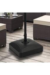 Living and Home 35KG Premium Square Heavy Duty Portable Outdoor Fillable Patio Parasol Base Umbrella Stand with 360° Swivel Wheels in Black - thumbnail 1