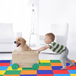 Gymax 144 cm Patchwork Foldable Baby Play Mat 2-Piece Large Crawl Floor Mat - thumbnail 4