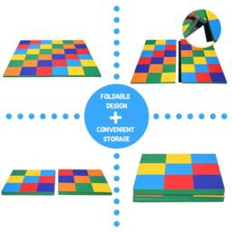 Gymax 144 cm Patchwork Foldable Baby Play Mat 2-Piece Large Crawl Floor Mat - thumbnail 7