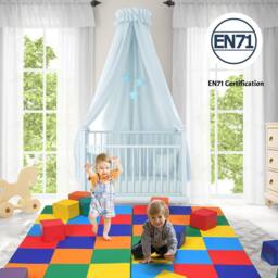 Gymax 144 cm Patchwork Foldable Baby Play Mat 2-Piece Large Crawl Floor Mat - thumbnail 3