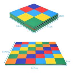 Gymax 144 cm Patchwork Foldable Baby Play Mat 2-Piece Large Crawl Floor Mat - thumbnail 9