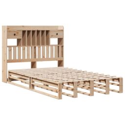 Berkfield Home Bookcase Bed without Mattress 135x190 cm Double Solid Wood Pine in Brown - thumbnail 3