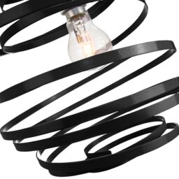 Happy Homewares Gloss Metal Double Ribbon Spiral Swirl Ceiling Light Pendant in Black - thumbnail 2