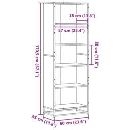 Berkfield Home Bookcase Black 60x35x170.5 cm Engineered Wood - thumbnail 9