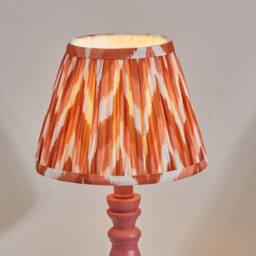 Netlighting Bibury Pink Table Lamp Orange Fabric Zigzag Shade 20cm B22 - thumbnail 3