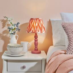 Netlighting Bibury Pink Table Lamp Orange Fabric Zigzag Shade 20cm B22 - thumbnail 2