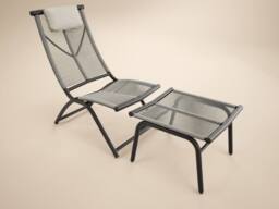 Solace+Co Esen Garden Lounge Chair with Footstool Set Brown - thumbnail 3
