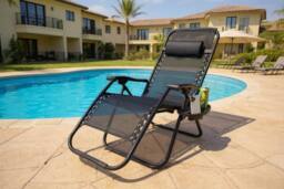 Shatchi Gravity Chair Heavy Duty Textoline Outdoor & Garden Folding Reclining Patio Chair, 1pc in Black - Size: 1 Pack - thumbnail 1