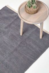 Homescapes 100% Cotton Plain Chenille Rug in Dark Grey - Size: 90 cm x 150 cm