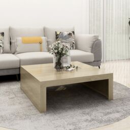 Berkfield Home Coffee Table Sonoma Oak 100x100x35 cm Engineered Wood in Brown - Size: 100 x 100 x 35 cm - thumbnail 1