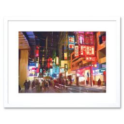 "Artery8 Wall Art Print City New York Chinatown Art Framed 9x7 inch in White - Size: W7"" x H9""" - thumbnail 1