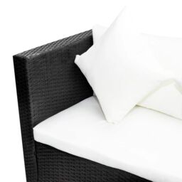 Berkfield Home 4 Piece Garden Lounge Set with Cushions Poly Rattan Black - thumbnail 5