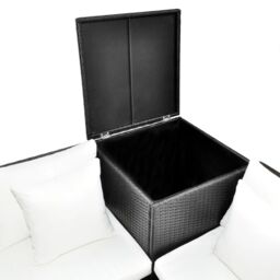 Berkfield Home 4 Piece Garden Lounge Set with Cushions Poly Rattan Black - thumbnail 4