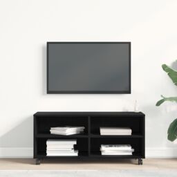 Berkfield Home TV Cabinet Black 90x35x35 cm Engineered Wood - Size: 90 x 35 x 35 cm - thumbnail 4