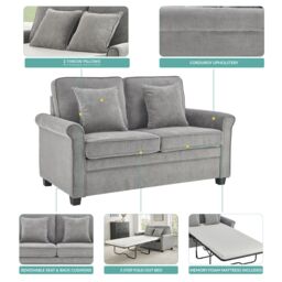 Bravich LTD Ramy Sofa Bed Corduroy 2 Seater Fold Out Mattress in Grey - thumbnail 8