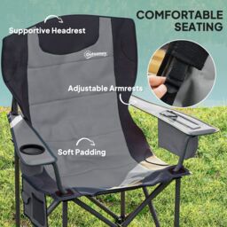OUTSUNNY Set of 2 Padded Folding Picnic Chairs with Cooler Bag in Grey - thumbnail 4