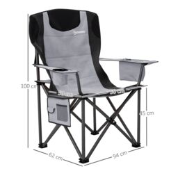 OUTSUNNY Set of 2 Padded Folding Picnic Chairs with Cooler Bag in Grey - thumbnail 3