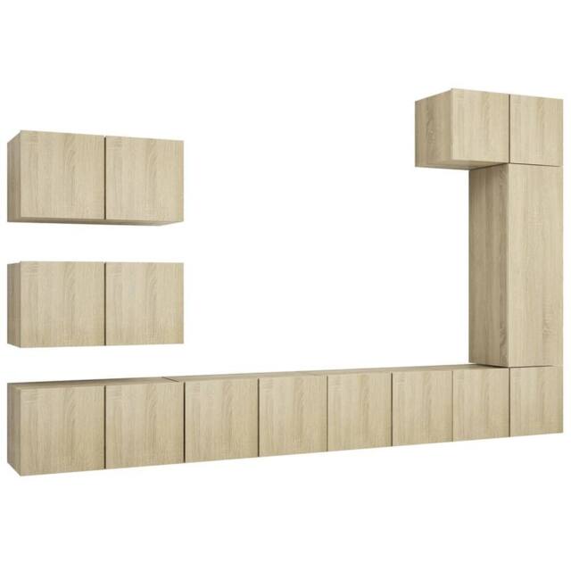 Berkfield Home 8 Piece TV Cabinet Set Sonoma Oak Engineered Wood in Light Tan - image 1