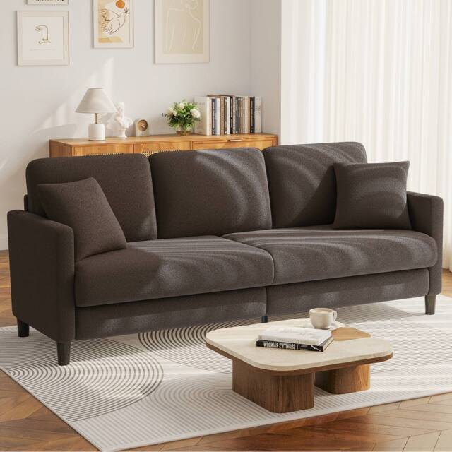 Dprodo Modern 210CM Teddy 3-Seater Sofa in Brown - image 1