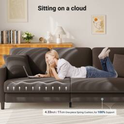 Dprodo Modern 210CM Teddy 3-Seater Sofa in Brown - thumbnail 2