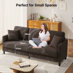 Dprodo Modern 210CM Teddy 3-Seater Sofa in Brown - thumbnail 3