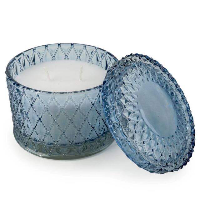 Candlelight Tianshui Luxury 2-Wick Glass Decorative Candle in Blue - image 1