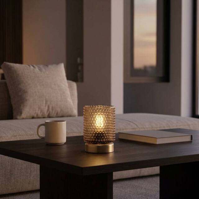 Garden Greatness Amber Glass Cup LED Bulb Table Light - Size: 1 Pack - image 1