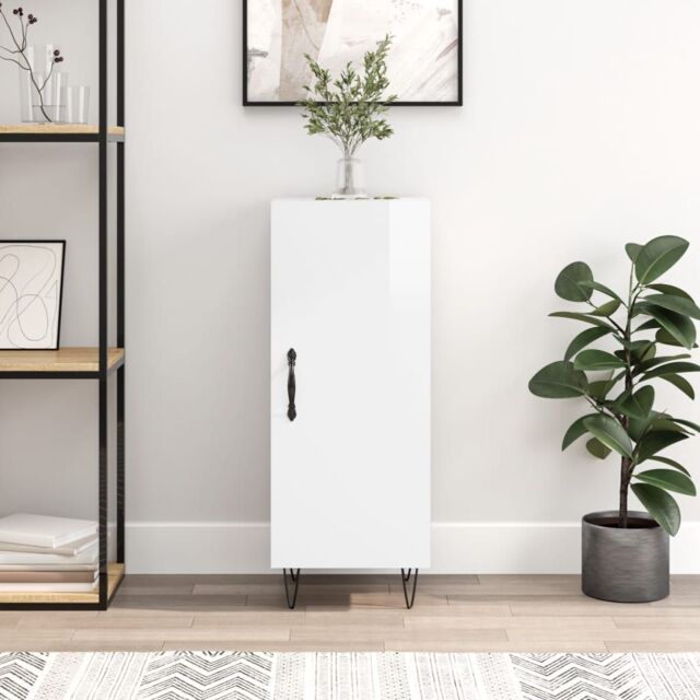 Berkfield Home Sideboard High Gloss White 34.5x34x90 cm Engineered Wood - image 1