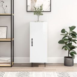 Berkfield Home Sideboard High Gloss White 34.5x34x90 cm Engineered Wood - thumbnail 1
