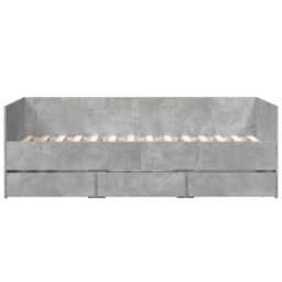 Berkfield Home Daybed with Drawers without Mattress Concrete Grey 75x190 cm Small Single - thumbnail 4