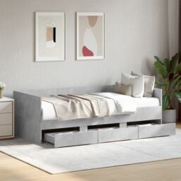 Berkfield Home Daybed with Drawers without Mattress Concrete Grey 75x190 cm Small Single