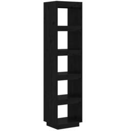 Berkfield Home Book Cabinet/Room Divider Black 40x35x167 cm Solid Wood Pine - Size: 40 x 35 x 167 cm - thumbnail 1