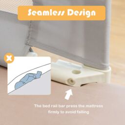 Gymax Single Toddler Bed Guard Height Adjustable Baby Bed Rail 175cm in Grey - thumbnail 5