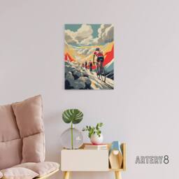 "Artery8 Paris Roubaix Cycling Race Sport Canvas Wall Art Print - Size: W18"" x H24""" - thumbnail 3
