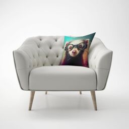 Warren Reed - Designer Ferret Splashart Cushions in Brown - Size: 60 cm x 60 cm - thumbnail 4