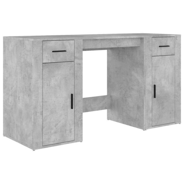 Berkfield Home Desk with Cabinet Concrete Grey Engineered Wood - image 1
