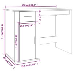 Berkfield Home Desk with Cabinet Concrete Grey Engineered Wood - thumbnail 8