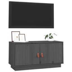 Berkfield Home TV Cabinet Grey 80x34x40 cm Solid Wood Pine - Size: 80 x 34 x 40 cm - thumbnail 4