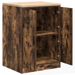 Berkfield Home Garage Storage Cabinet Smoked Oak 60x51x85 cm Solid Wood Pine in Brown - Size: 60 x 51 x 85 cm - thumbnail 5