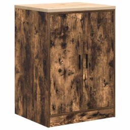 Berkfield Home Garage Storage Cabinet Smoked Oak 60x51x85 cm Solid Wood Pine in Brown - Size: 60 x 51 x 85 cm - thumbnail 2