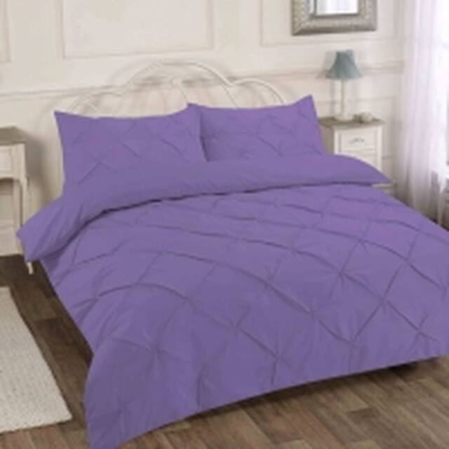 Homes-Linen Luxury Alexandra Pintuck Pleated Duvet Cover Set in Lilac - Size: Single - image 1