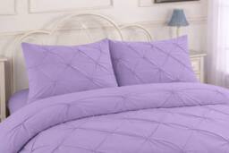 Homes-Linen Luxury Alexandra Pintuck Pleated Duvet Cover Set in Lilac - Size: Single - thumbnail 2