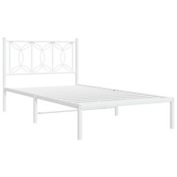 Berkfield Home Metal Bed Frame without Mattress with Headboard White 100x200cm - Size: 100x200 cm - thumbnail 3