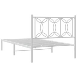 Berkfield Home Metal Bed Frame without Mattress with Headboard White 100x200cm - Size: 100x200 cm - thumbnail 6