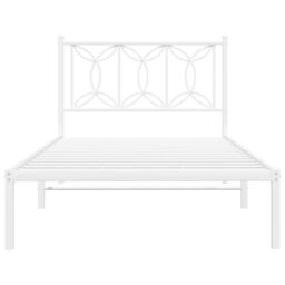 Berkfield Home Metal Bed Frame without Mattress with Headboard White 100x200cm - Size: 100x200 cm - thumbnail 4